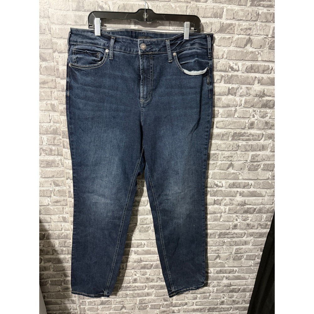 Silver Jeans Co Suki Straight Dark Wash Indigo Denim Jeans 18W L31 W93413EDB359